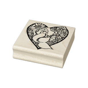 Blue Mermaid Love Rubber Stamp