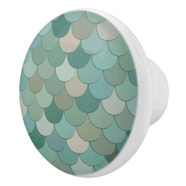 Blue Mermaid Merman Serpent Dragon Scales Ceramic Knob (Right)