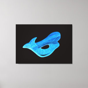 blue mermaid on black wrapped canvas print