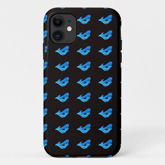 blue mermaid pattern on black case (Back)