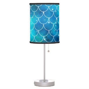 Blue Mermaid Pattern Table Lamp