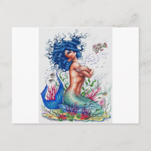 Blue mermaid postcard