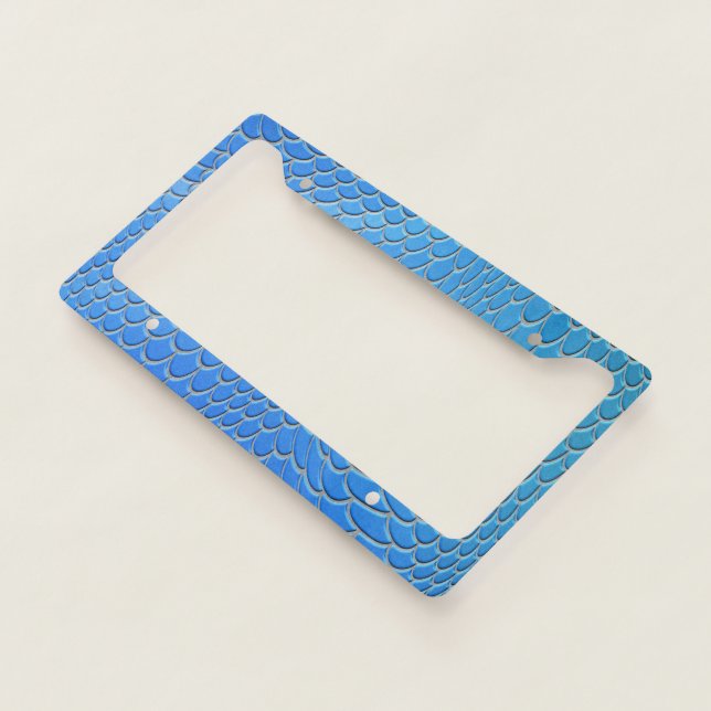 Blue mermaid scales, fish scale license plate frame (3/4)