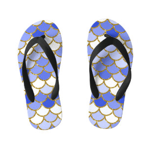 Blue Mermaid Scales Kid's Flip Flops