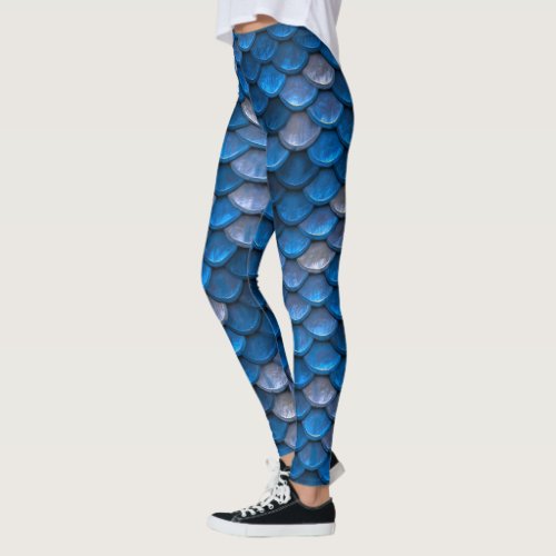 Blue Mermaid Scales Leggings