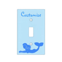Blue Mermaid Silhouette Custom Light Switch Cover