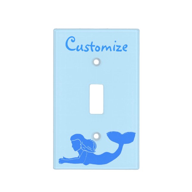 Blue Mermaid Silhouette Custom Light Switch Cover (Front)
