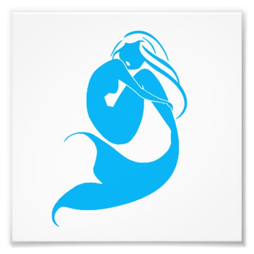 Blue Mermaid Silhouette Logo Photo Print
