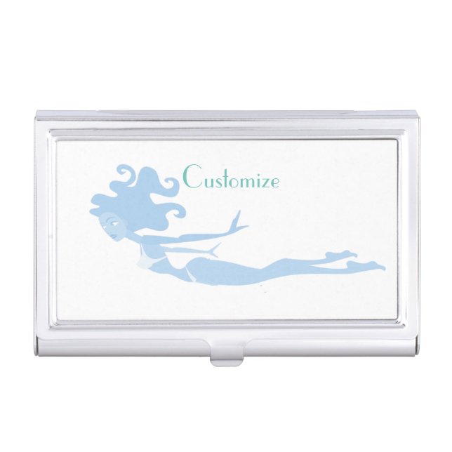 Blue Mermaid Swimmer Thunder_Cove Business Card Case (Front)