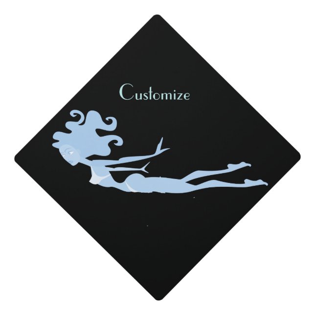Blue Mermaid Swimmer Thunder_Cove   Graduation Cap Topper (Front)