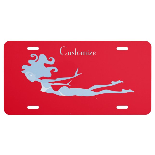 Blue Mermaid Swimmer Thunder_Cove   License Plate (Front)