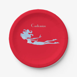 Blue Mermaid Swimmer Thunder_Cove Paper Plates