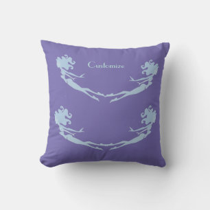 Blue Mermaid Swimmer Thunder_Cove Throw Pillow