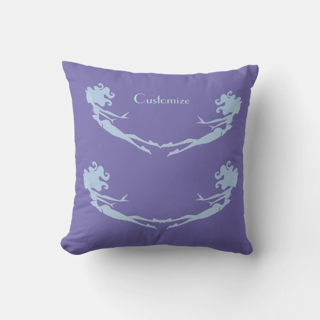 Blue Mermaid Swimmer Thunder_Cove   Throw Pillow (Front)