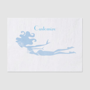 Blue Mermaid Swimmer Thunder_Cove Tissue Paper