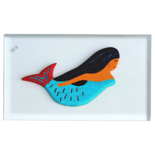 blue mermaid table card holder