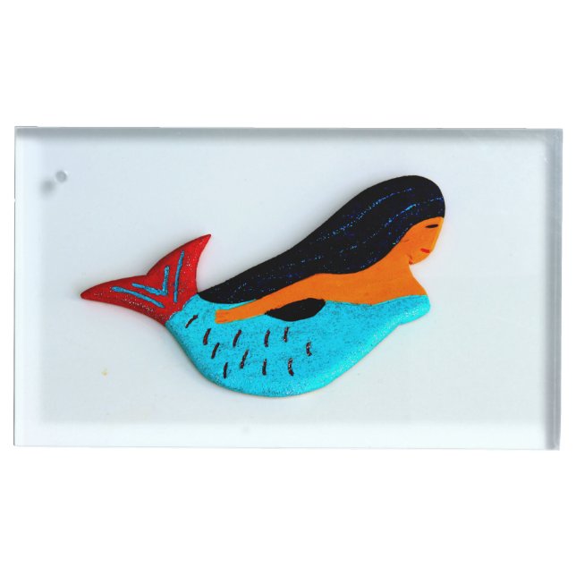 blue mermaid table card holder (Front)