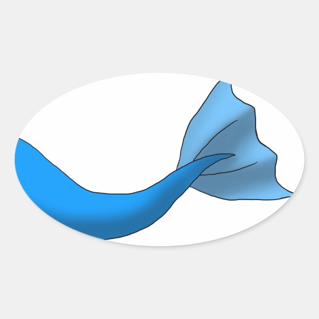 Blue Mermaid Tail Oval Sticker (Front)