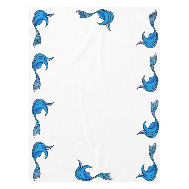 Blue Mermaid Tail Tablecloth (Front)