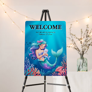 Blue Mermaid Under the Sea Baby Shower Foam Board