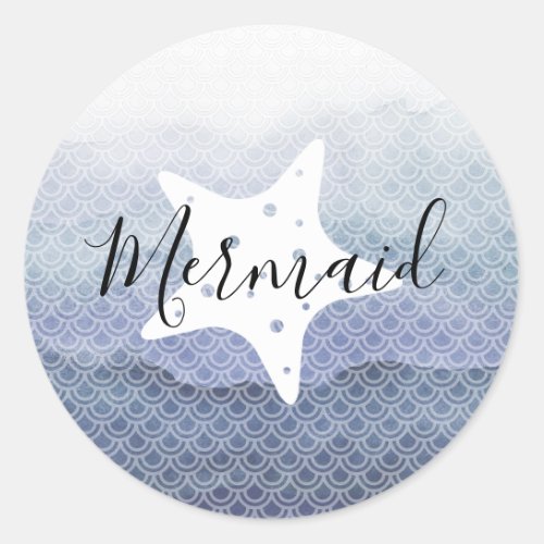 Blue Mermaid with Starfish Birthday Stickers