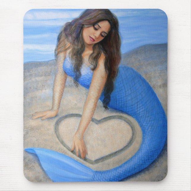 Blue Mermaid's Heart Mouse Pad (Front)