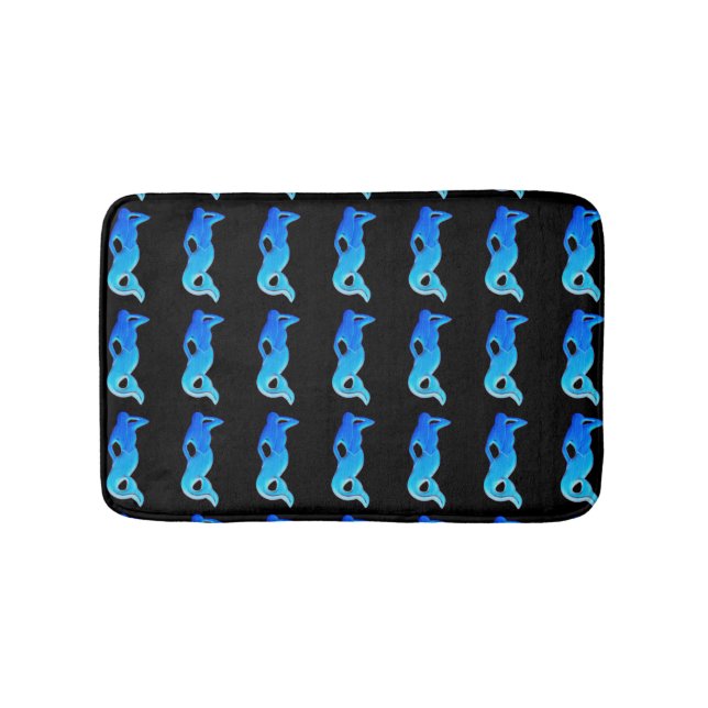 blue mermaids  pattern bathroom mat (Front)