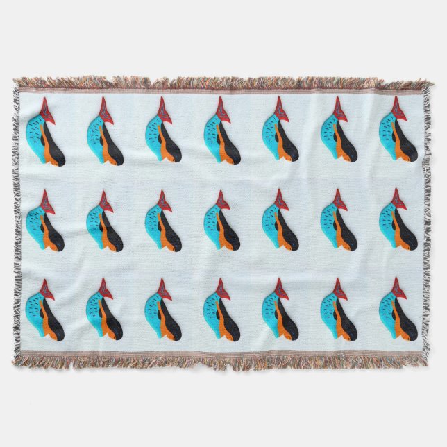 blue mermaids pattern throw blanket (Front)