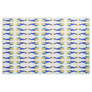 blue mermaids with black hair pattern fabric