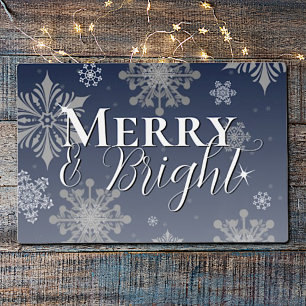Blue Merry and Bright Snowflakes Christmas Placemat