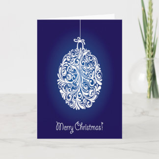Blue Merry Christmas Ball Holiday Card