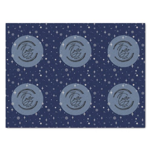 Blue Merry Christmas Business Logo Snowflake Tissue Paper