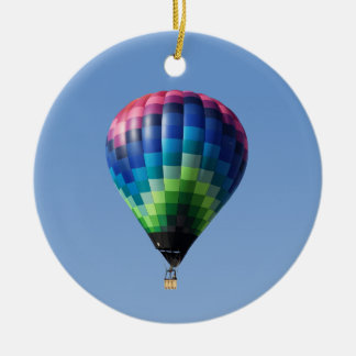 Blue Merry Christmas Gooberfish Hot Air Balloon Ceramic Ornament