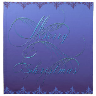 Blue Merry Christmas Napkin