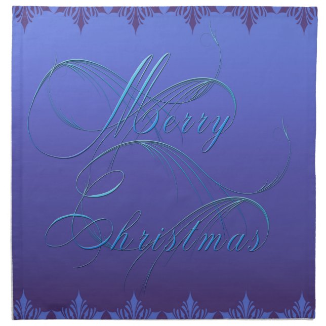 Blue Merry Christmas Napkin (Front)