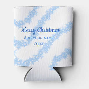 Blue merry christmas sparkle glitter lines add nam can cooler