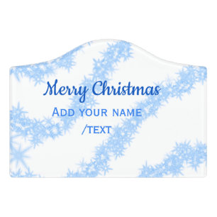 Blue merry christmas sparkle glitter lines add nam door sign