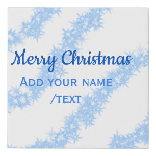 Blue merry christmas sparkle glitter lines add nam faux canvas print