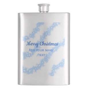 Blue merry christmas sparkle glitter lines add nam flask