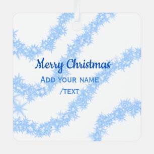 Blue merry christmas sparkle glitter lines add nam metal ornament
