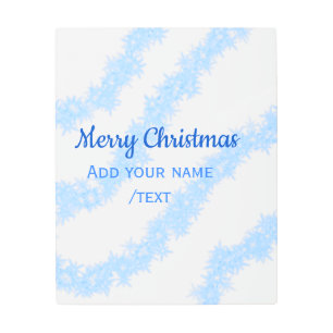 Blue merry christmas sparkle glitter lines add nam metal print