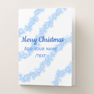 Blue merry christmas sparkle glitter lines add nam pocket folder