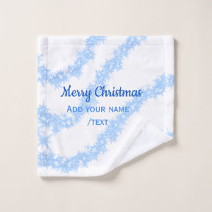 Blue merry christmas sparkle glitter lines add nam wash cloth