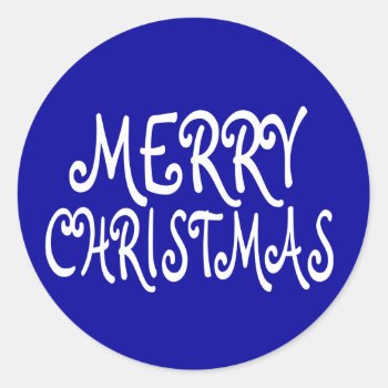 Blue Merry Christmas Stickers by theburlapfrog at Zazzle