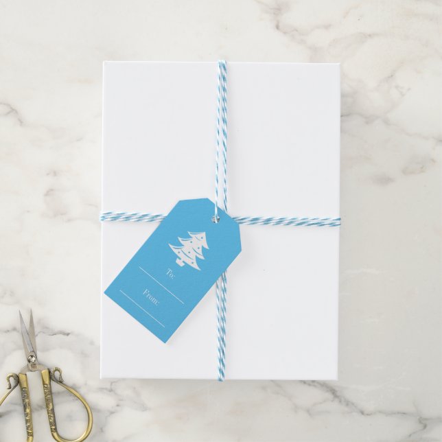 Blue Merry Christmas to and from blank Holiday Gift Tags (With Twine)