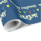 Blue Merry Christmas tree lights wrapping paper