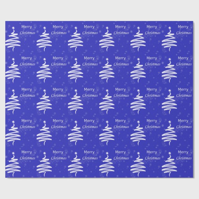 Blue Merry Christmas Wrapping Paper (Flat)