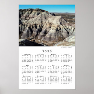 Blue Mesa Badlands Desert Mountains 2026 Calendar Poster