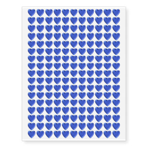 Blue Metal Affect Heart Design Temporary Tattoos
