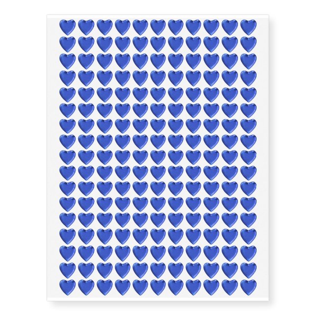 Blue Metal Affect Heart Design Temporary Tattoos (Front)